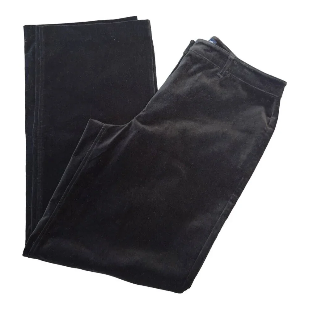 NEW Vintage Ann Taylor Black Velvet Straight Leg Pant Career Velour High Rise 10